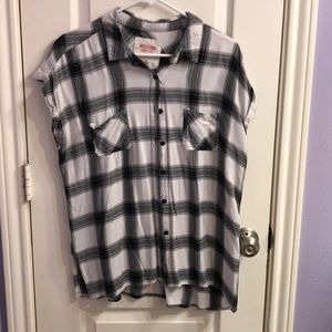 Black, white, and gray plaid shirt